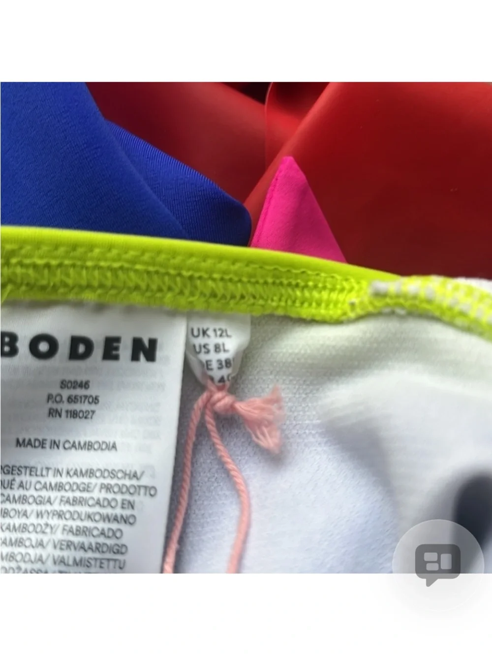Boden cobalt blue One-Piece halter Swimsuit with Pink Straps and Lime Trim